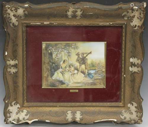 VINTAGE PAINTED OIL ON PANEL, LANCRET PLAQUE