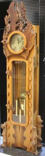 BURL WOOD GRANDFATHER CLOCK W/ GERMAN MOVEMENT