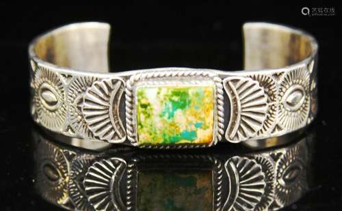 NAVAJO STERLING SILVER TURQUOISE, GARRET HALE