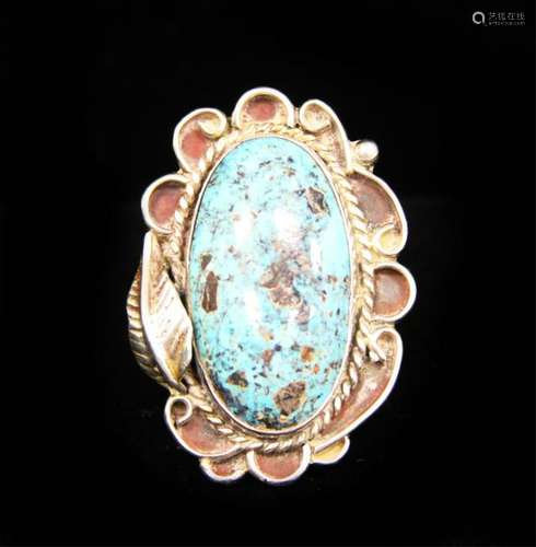 NAVAJO STERLING SILVER TURQUOISE RING