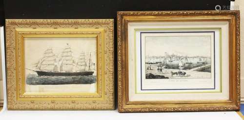 LOT OF (2) CURRIER & IVES LITHOGRAPHS, FRAMED