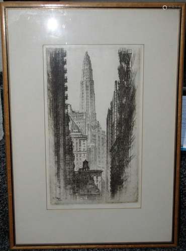 ALONZO C. WEBB (1888-1975), FRAMED ETCHING