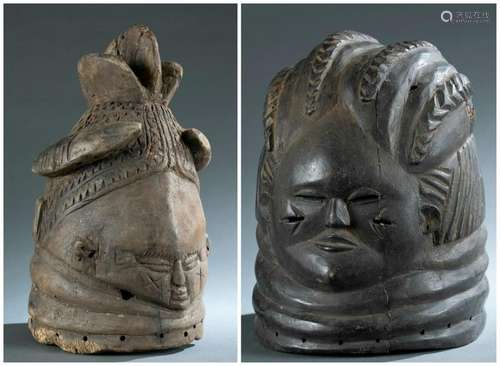 2 Mende Style Bundu Masks. 20th c.