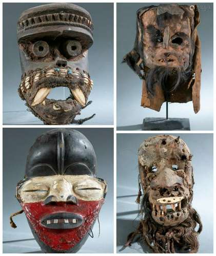 4 West African Masks. 20th c.