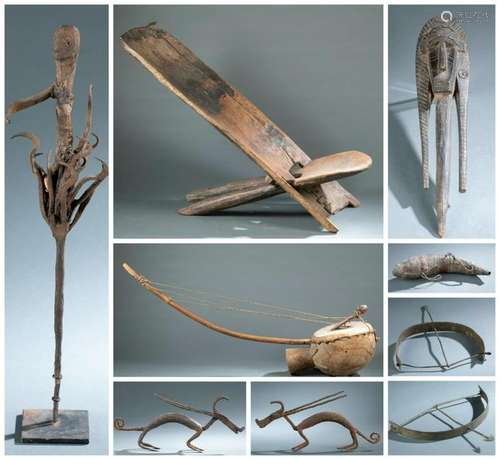 9 African Metal & Wood Objects. 20th c.