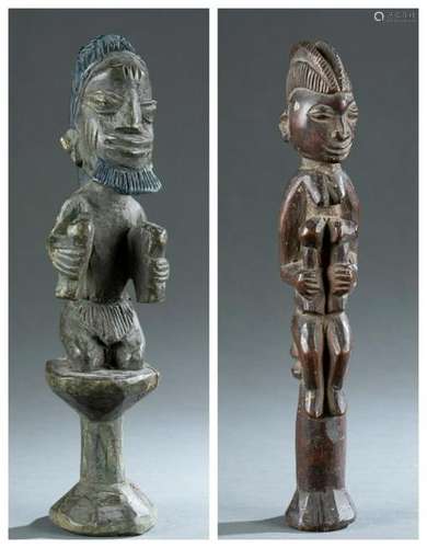 2 Figural Yoruba Staffs. 20th c.