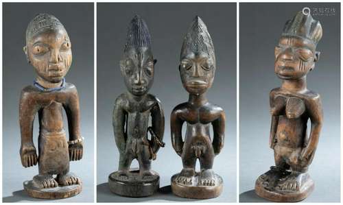 4 Yoruba Ibeji Figures. 20th c.