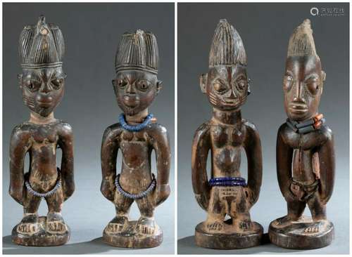 4 Yoruba Ibeji Figures. 20th c.