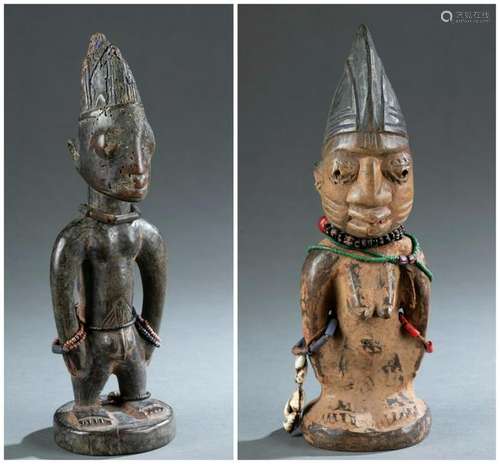 2 Yoruba Ibeji Twin Figures. 20th c.