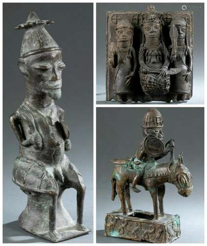 3 Nigerian Brass Figures. 20th c.