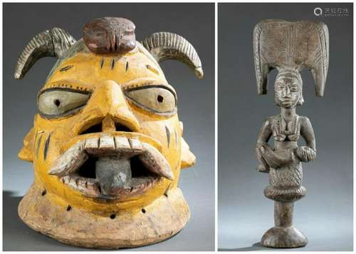 Yoruba Figure and Mask. 20th c.