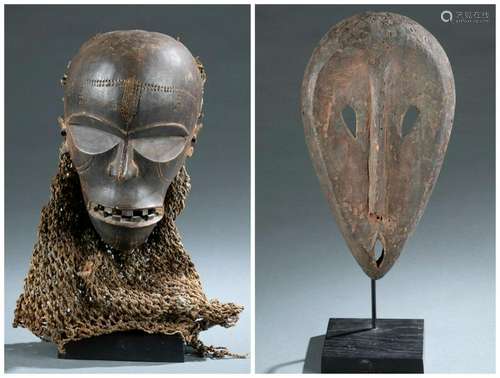 2 Central African wooden masks. 20th c.