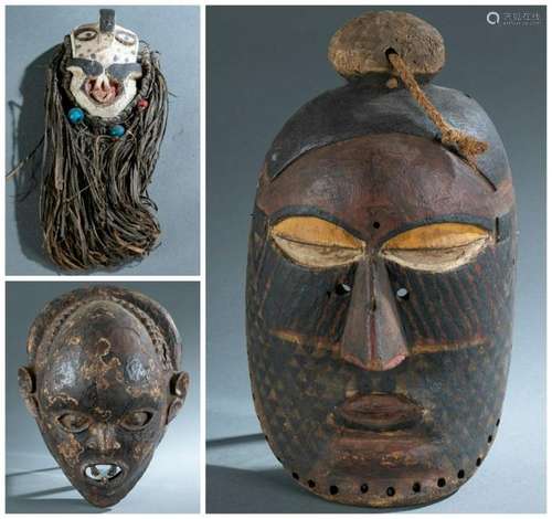 3 African Masks. 20thc.