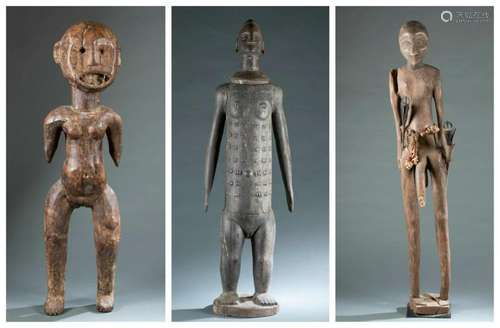 3 African Figures. 20th c.