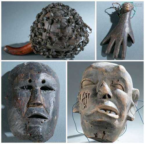 4 Ethnographic Masks & Objects. 20th c.