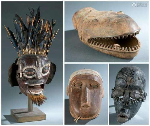 4 African Masks & Objects. 20th c.