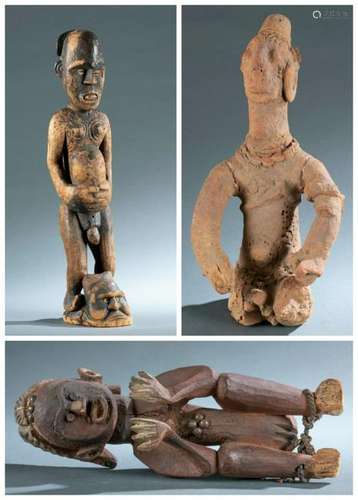 3 African Figures. 20th c.