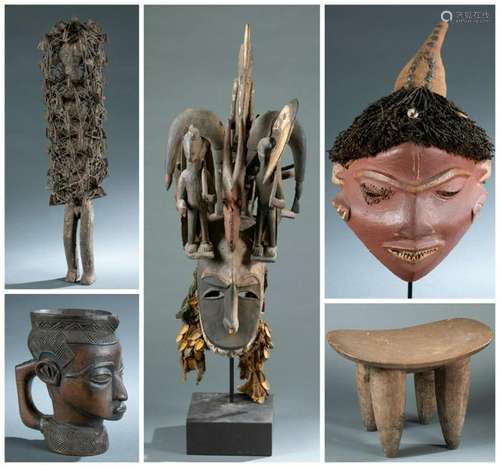 5 African objects. 20th c.