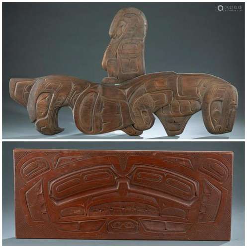 3 Northwest Coast Wooden Plaques. 20th c.