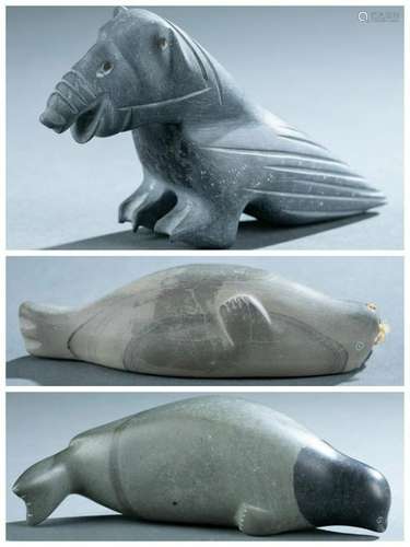 3 Inuit Stone Carvings. 20th c.