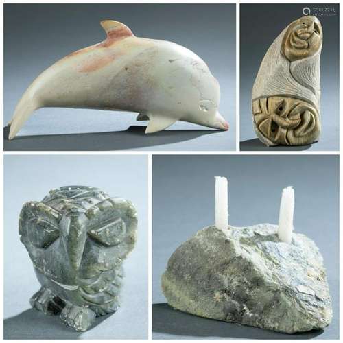 4 Carved Stone Objects. 20th c.