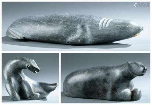 3 Inuit Stone Carvings. 20th c.