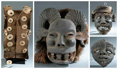 4 Ethnographic Masks and Armor. 20th c.