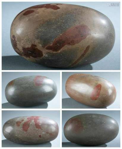 5 Shiva Lingum Stones. 20th c.