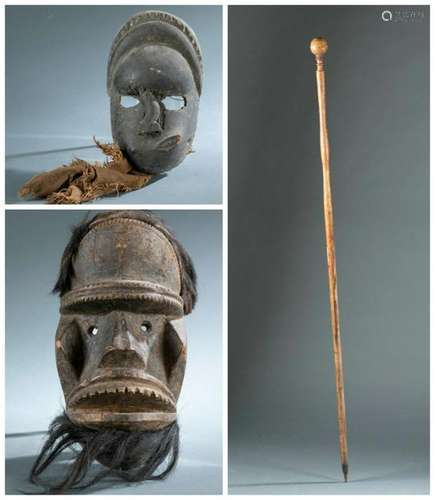 3 Ethnographic Masks and Staff.