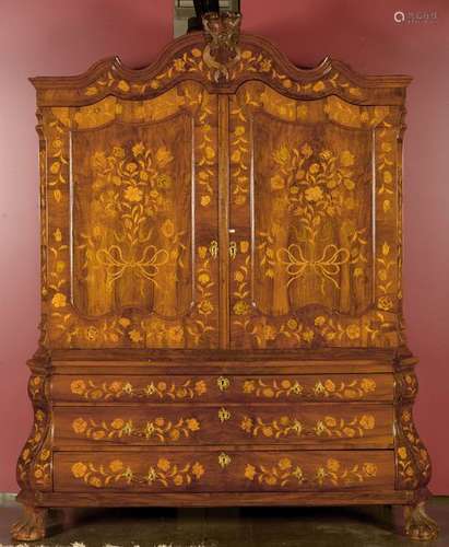 Grand double corps de style Louis XV bois de placa…