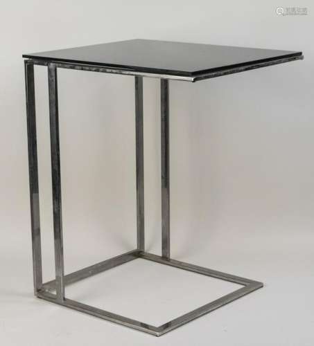 Glass Top Chrome Side Table