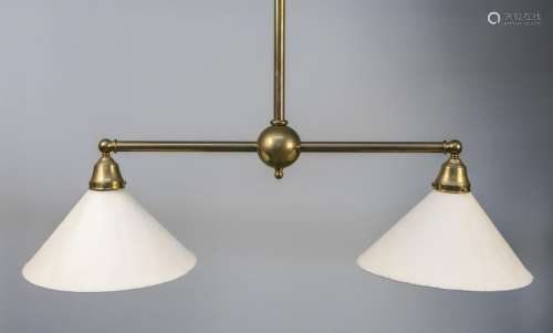 Brass Hanging Fixture with Paper Shades