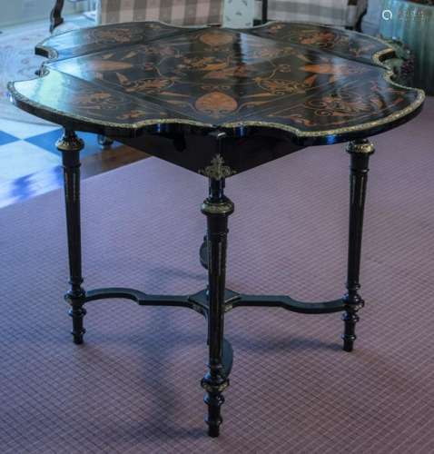French Empire Marquetry Envelope Table   *