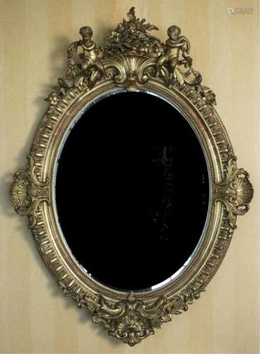 Rococo Style Gilt Oval Mirror