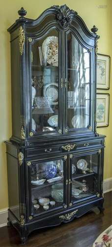 French Empire Bronze &  Ebonized Bookcase Cabinet*