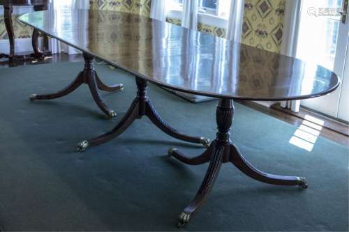 English Regency Style Triple Pedestal Dining Table