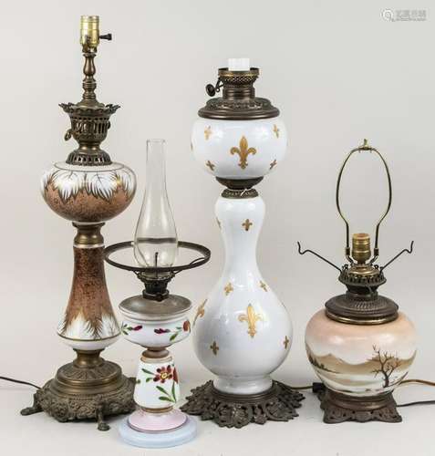 Group of Four Oil Lamps