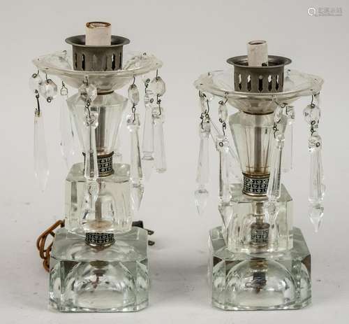 Pair of Glass Boudoir Lamps