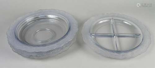 Four Clear and Frosted Glass Serving Dishes