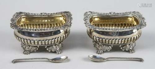 Pair of English Georgian Silver Salts