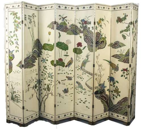 Chinese Coromandle Eight Panel Floor Screen