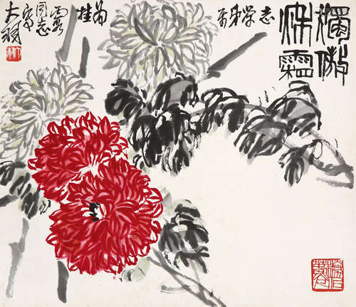 陈大羽（1912～2001） 独傲秋霜 立轴 设色纸本