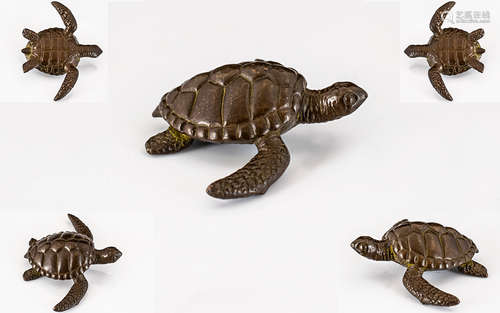 Chinese Bronze Turtle. Early 20th century late 19th bronze figure of a turtle, lovely detail, 2