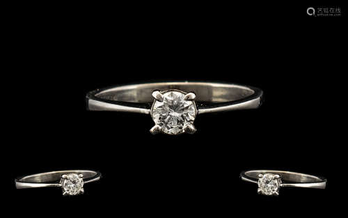 18ct White Gold Single Stone Diamond Set Ring, The Single Round Brilliant Cut Diamonds In