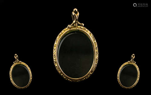 Victorian Period Nice Quality Large and Impressive Rose Gold Oval Shaped Two Sided Locket /