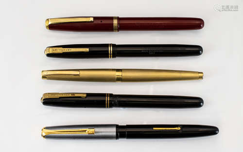 A Collection of Vintage Fountain Pens (5) in Total. Comprising of, 1) Mentmore Diploma Fountain