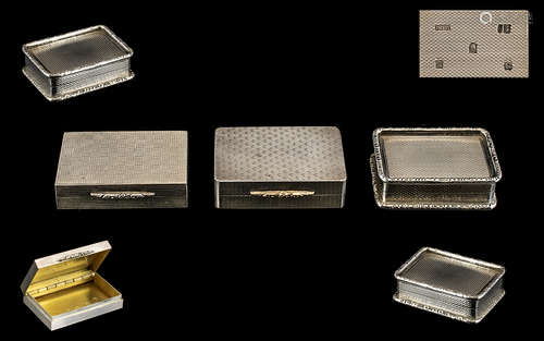 Elizabeth II Fine Quality Trio of Heavy and Solid Silver Pill Boxes. All with Gilt Interiors.