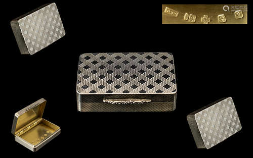 Elizabeth II - Scottish Very Fine and Striking Silver Pill Box, In a Checkered Design to Top and