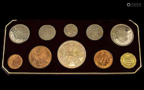 Royal Mint United Kingdom 1953 Coronation 10 Coin Specimen Set. All Coins In Uncirculated Condition,