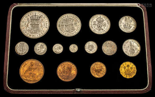 Royal Mint George VI - 1937 Specimen Coin Set ( 15 ) Coins with Original Red Leather Presentation